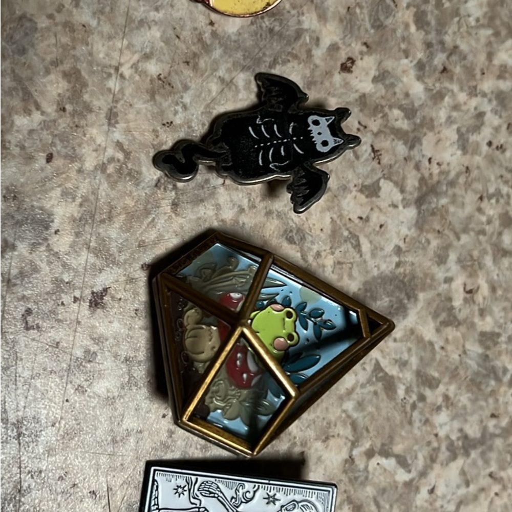 Hot Topic Black and White Bat Enamel Pin
